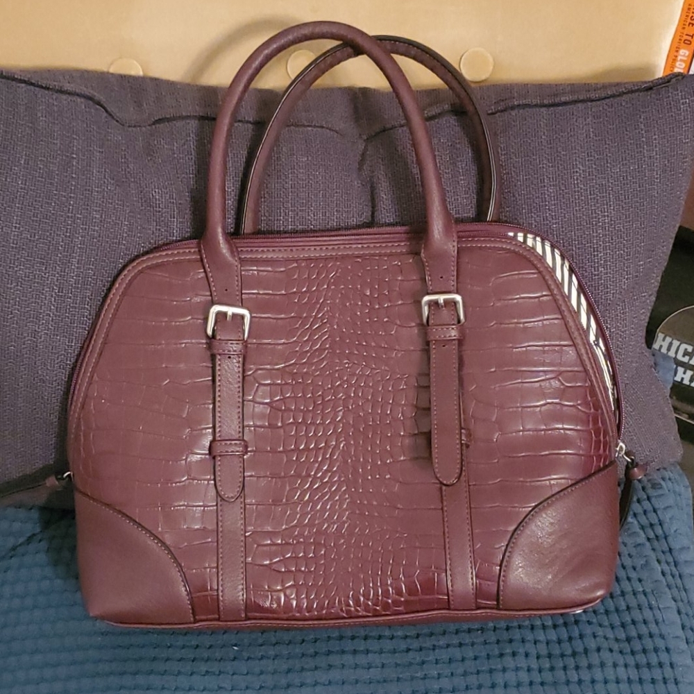 Faux gator purple handbag